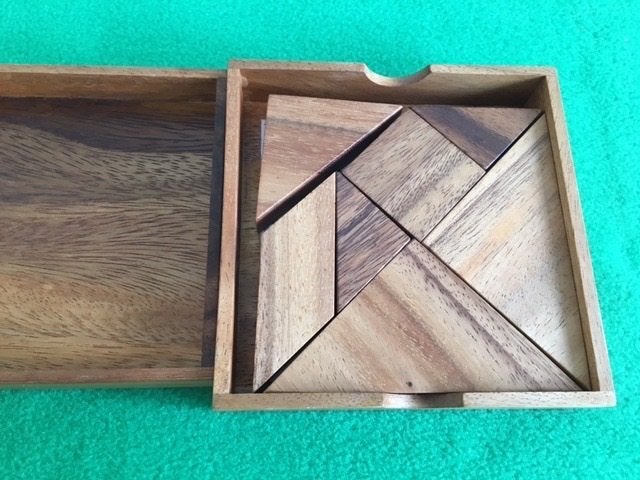 Houten Tangram, Ophalen of Verzenden, Minder dan 500 stukjes, Zo goed als nieuw, Overige typen