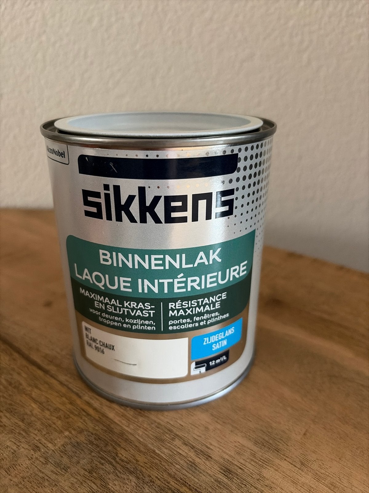 Sikkens Binnenlak Zijdeglans Wit RAL 9016 - 12m²/L, Ophalen, Wit, Nieuw, Lak