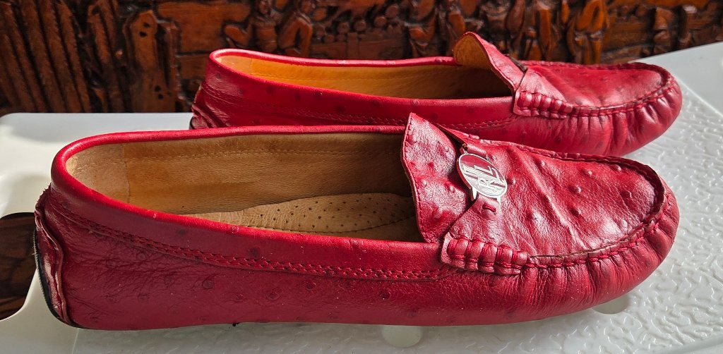Zgn Ralph Lauren schoenen, mt 40, rood, leer., Instappers, Ophalen of Verzenden, Zo goed als nieuw, Rood