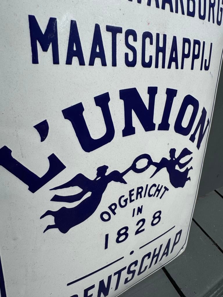 Emaille reclamebord Brandwaarborg Maatschappij L'Union, Ophalen of Verzenden