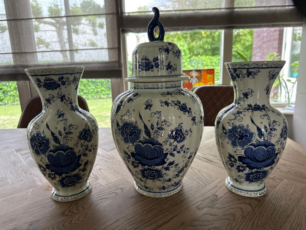 Prachtig Delfts blauw kaststel - 3-delig, Antiek en Kunst, Ophalen of Verzenden