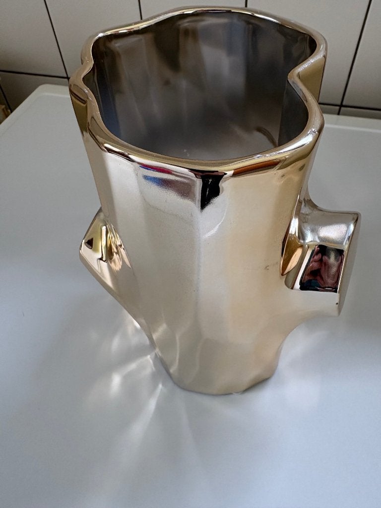 Pols potten goudkleurige vaas, Ophalen of Verzenden, Zo goed als nieuw, Overige kleuren, Overige materialen