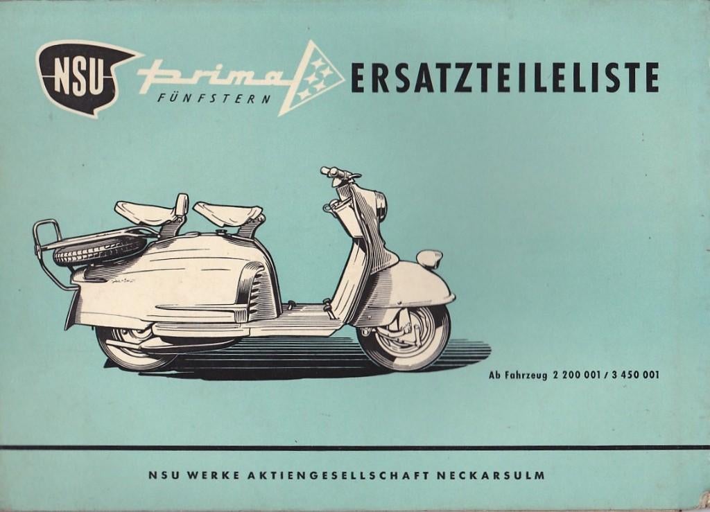 NSU scooter Prima duits onderdelenboek Ersatzteileliste, Verzenden, Overige merken