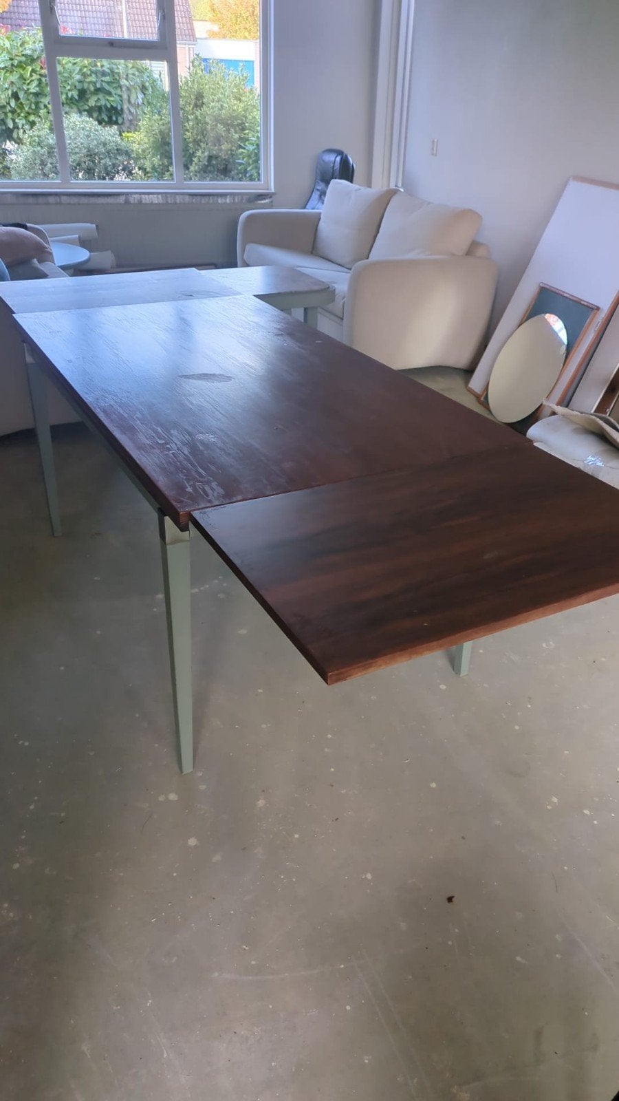 Uitschuifbare eettafel met 6 stoelen (GRATIS), Ophalen, Gebruikt, 50 tot 100 cm, Vijf personen of meer