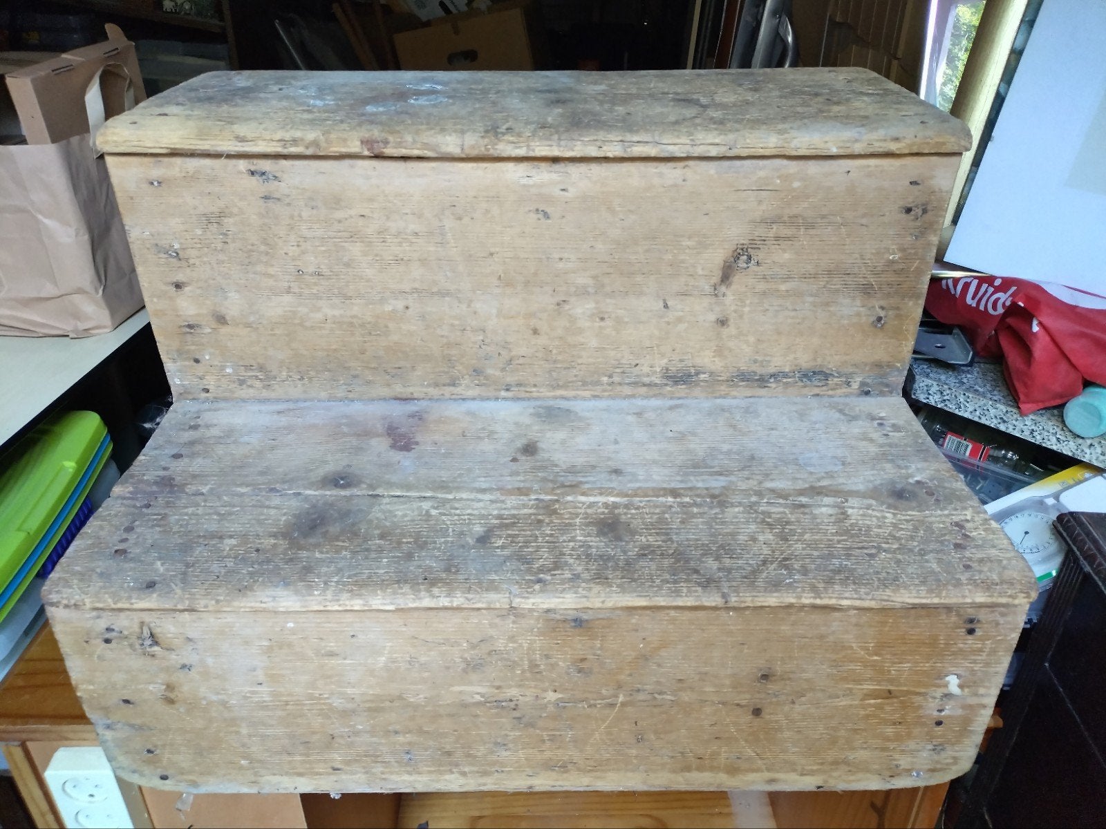 Vintage antieke houten schooltrapje, Ophalen