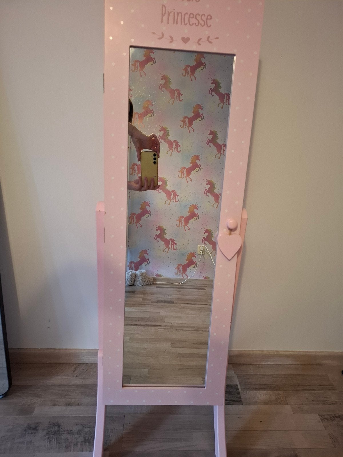 Roze sieradenkast met spiegel 'Jolie Princesse', Huis en Inrichting, Woonaccessoires | Spiegels, Ophalen