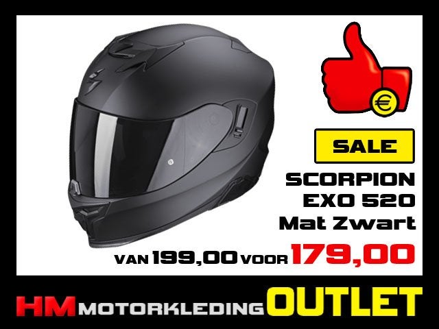 Motorhelm Scorpion EXO 520 Solid - Mat Zwart - EXO-520, Info@huybersmotoren.nl, HM - Sale, NL, Kinderen