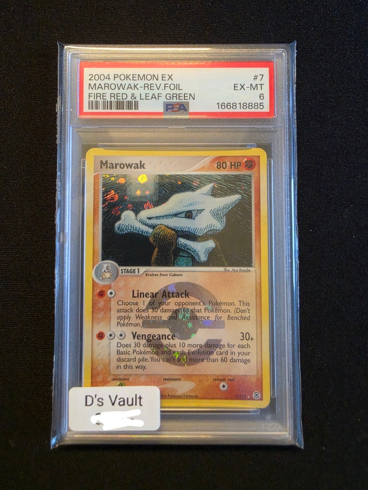 marowak reverse holo #7 psa 6 fire red leaf green, Ophalen of Verzenden, Zo goed als nieuw, Foil