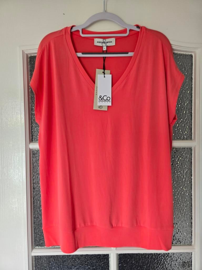 Nieuw &co woman andcowoman and cowoman L koraal, Ophalen of Verzenden, Nieuw, Korte mouw