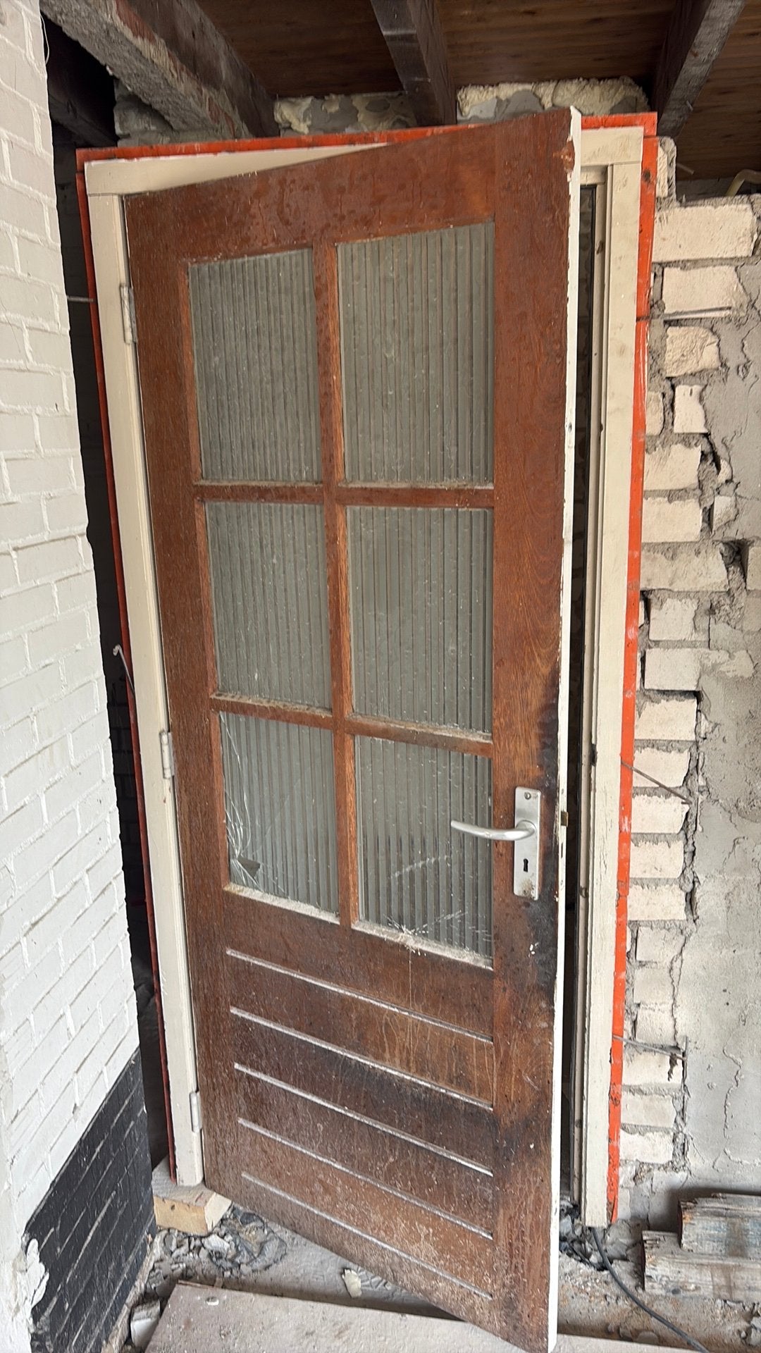 Hardhouten buitendeur incl kozijn, Doe-het-zelf en Verbouw, Kozijnen en Schuifpuien, Gebruikt, Deurkozijn, Hout, Ophalen