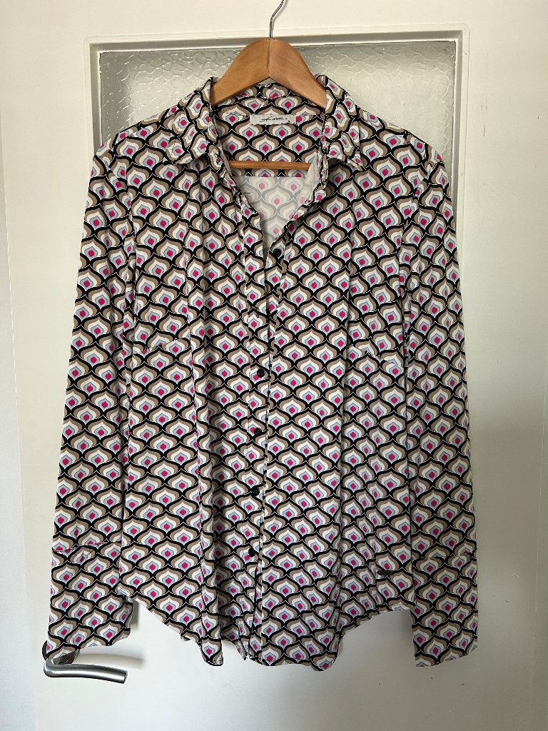 Ambika blouse met retro print, Kleding | Dames, Meerkleurig, Maat 42/44 (L), Ophalen of Verzenden, Zo goed als nieuw