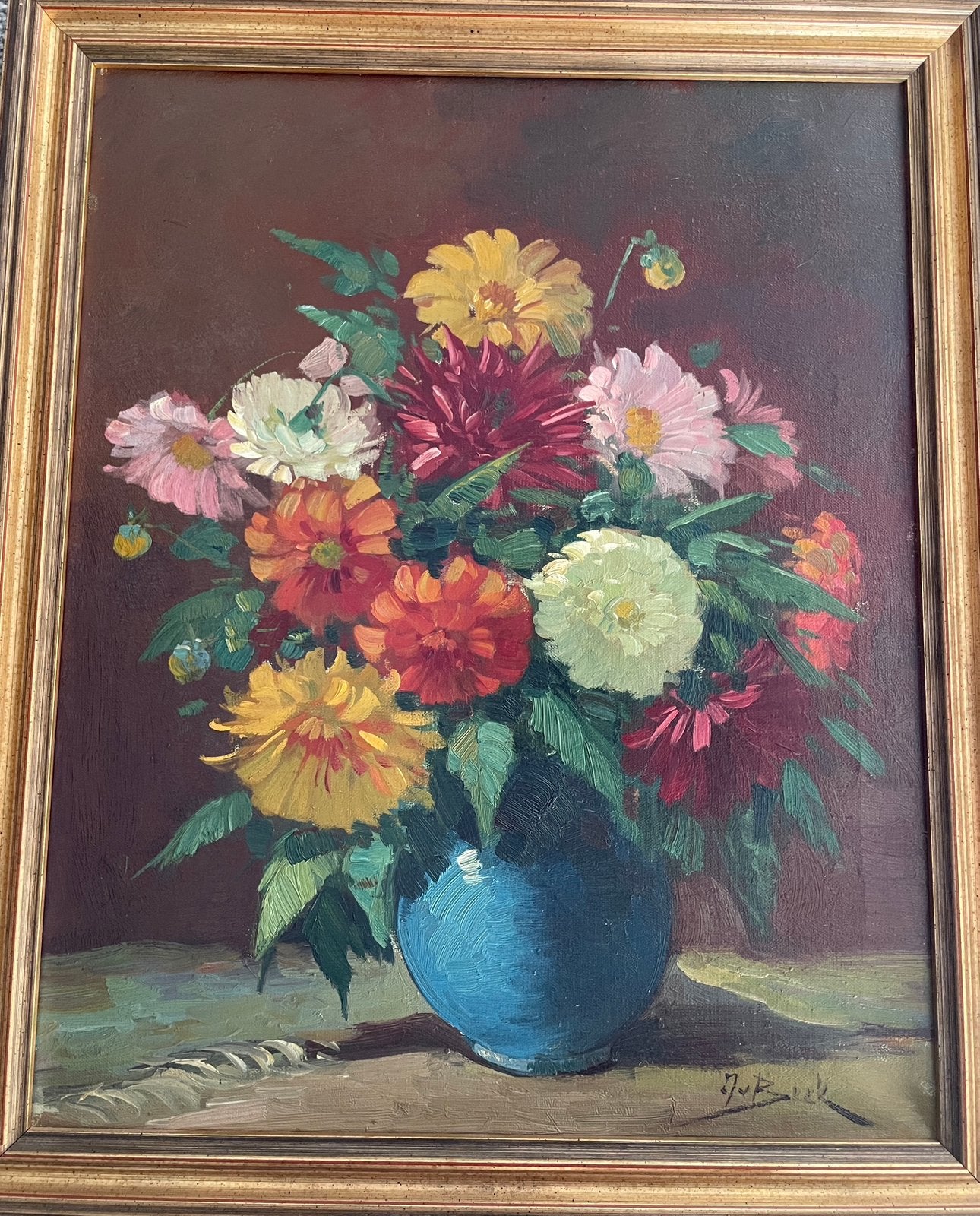 Stilleven van bloemen schilderij van J. van Beek, Doek, Olieverf, Klassiek, Ophalen