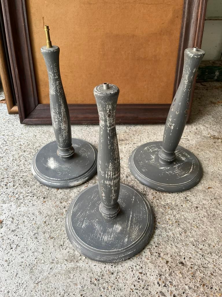 ANTIEKE LAMPENVOETEN LAMP 3 STUKS PATINA, Antiek en Kunst, Ophalen of Verzenden