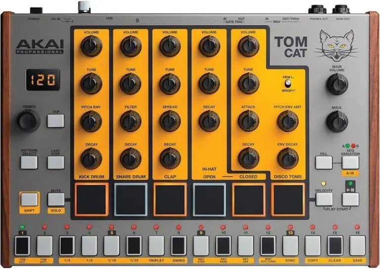 Akai Professional Tom Cat analoge drumcomputer, Ophalen of Verzenden, Zo goed als nieuw, Overige merken