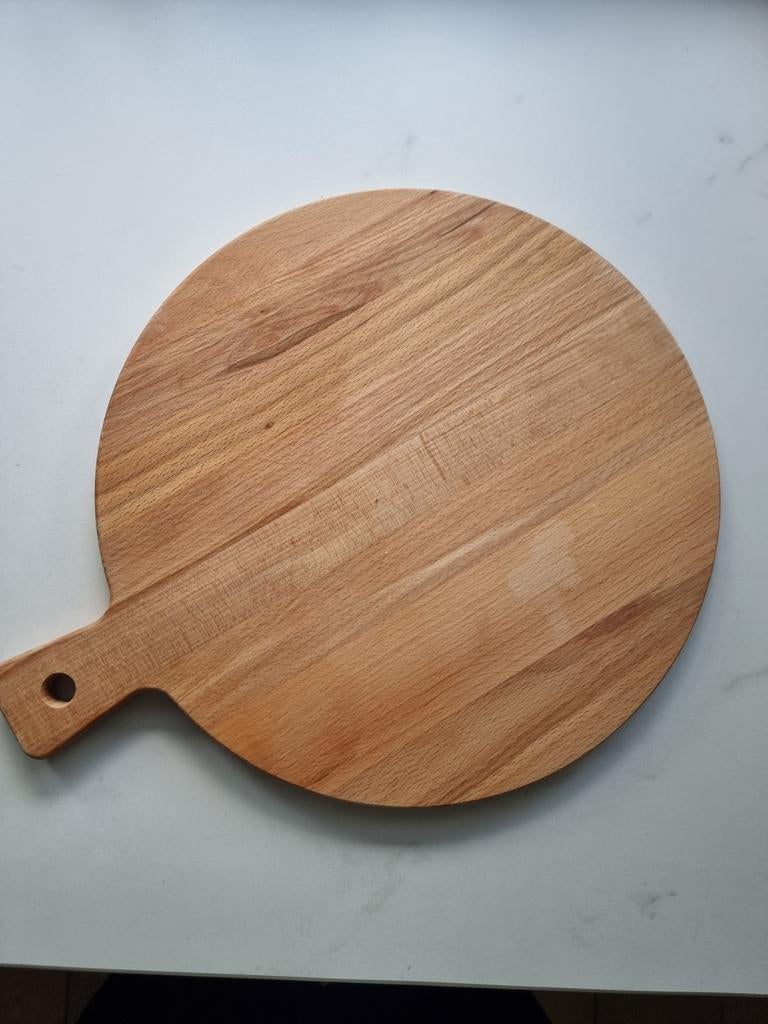 Ronde houten snijplank / serveerplank, Hout, Snij-/serveerplank, Ophalen of Verzenden, Zo goed als nieuw