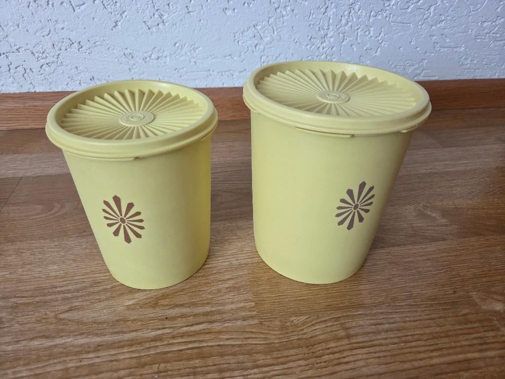 vintage Tupperware gele voorraadbussen / opbergtrommels, Ophalen of Verzenden, Gebruikt, Geel, Overige typen