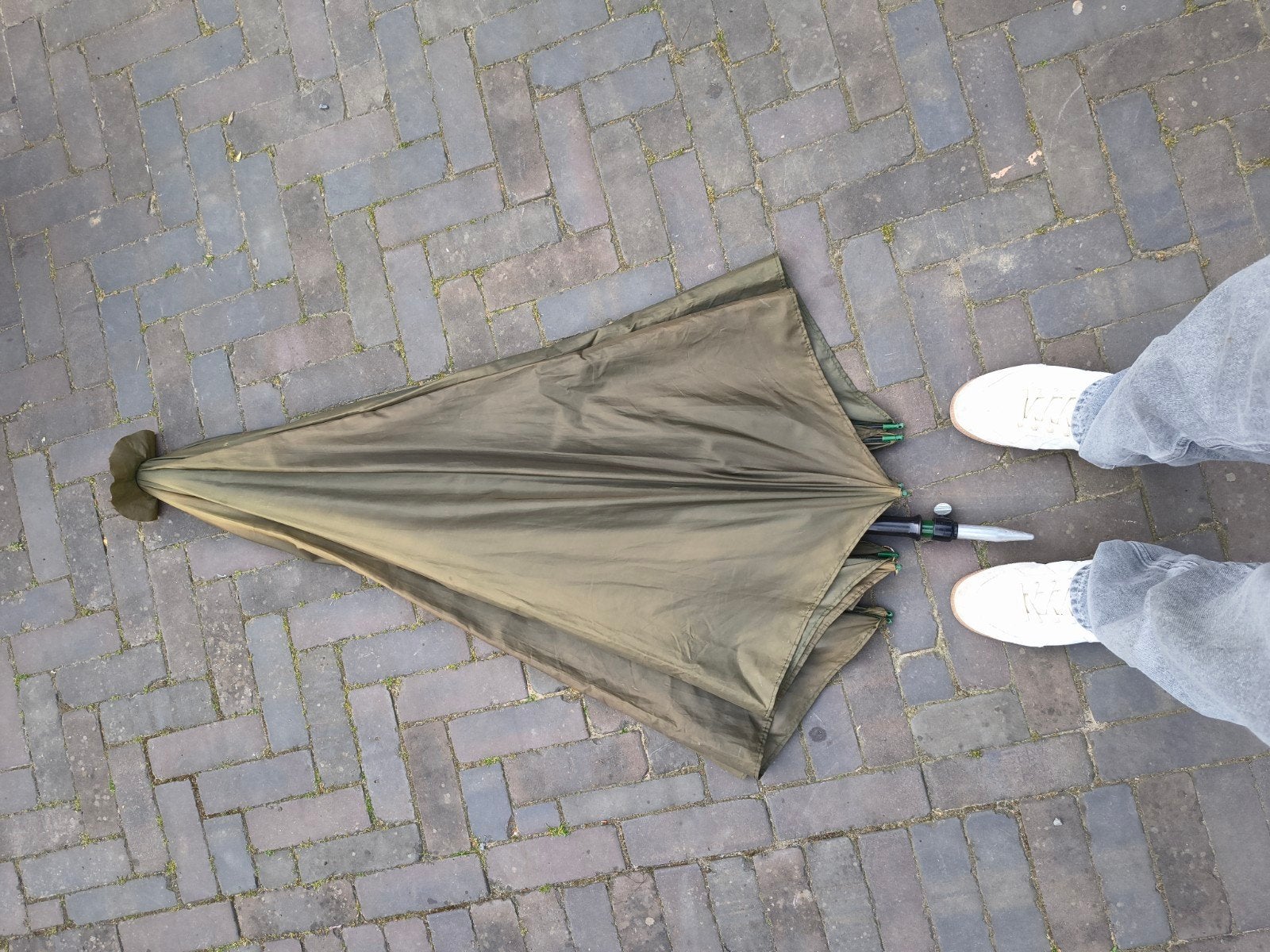 Visparasol - Groen, ideaal voor vissen, Watersport en Boten, Hengelsport | Karpervissen, Ophalen, Gebruikt, Overige typen