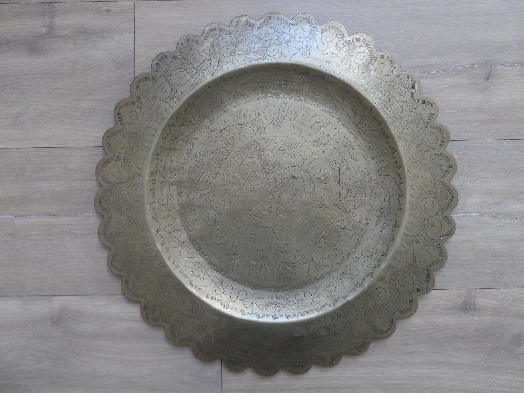 Messing, koperen bord, wandbord 45cm, Antiek en Kunst, Ophalen of Verzenden