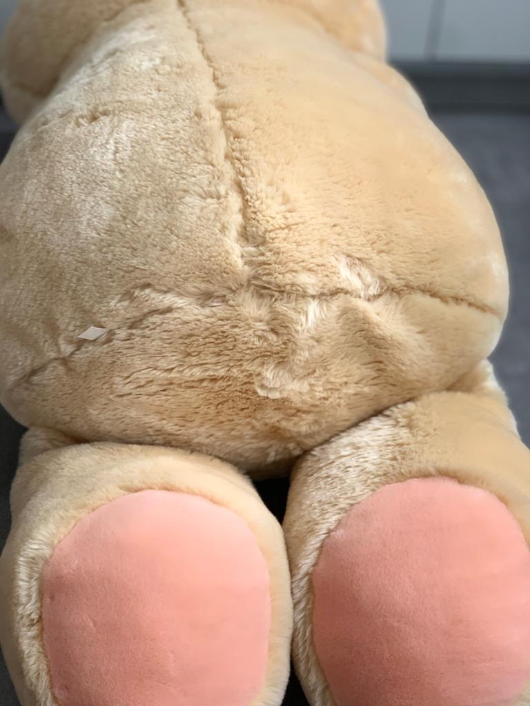 Grote knuffelbeer met roze roos - Zo goed als nieuw, Ophalen of Verzenden