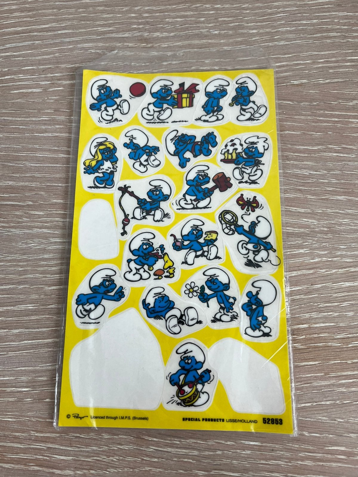 Vintage Smurfen wrijfplaatjes (Rub-on Transfers), Ophalen of Verzenden, Gebruikt, Verschillende Smurfen, Overige typen