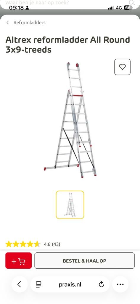 Altrex reformladder All Round 3x9-treeds, Ophalen, Nieuw, Ladder, Opvouwbaar of Inschuifbaar