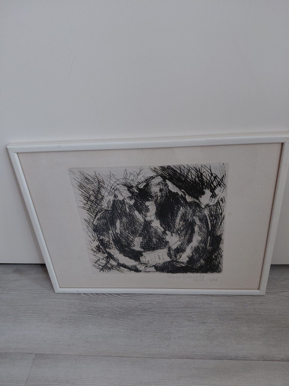 tekening maria groeneveld abstract, Huis en Inrichting, Minder dan 50 cm, Gebruikt, Ophalen of Verzenden, Tekening