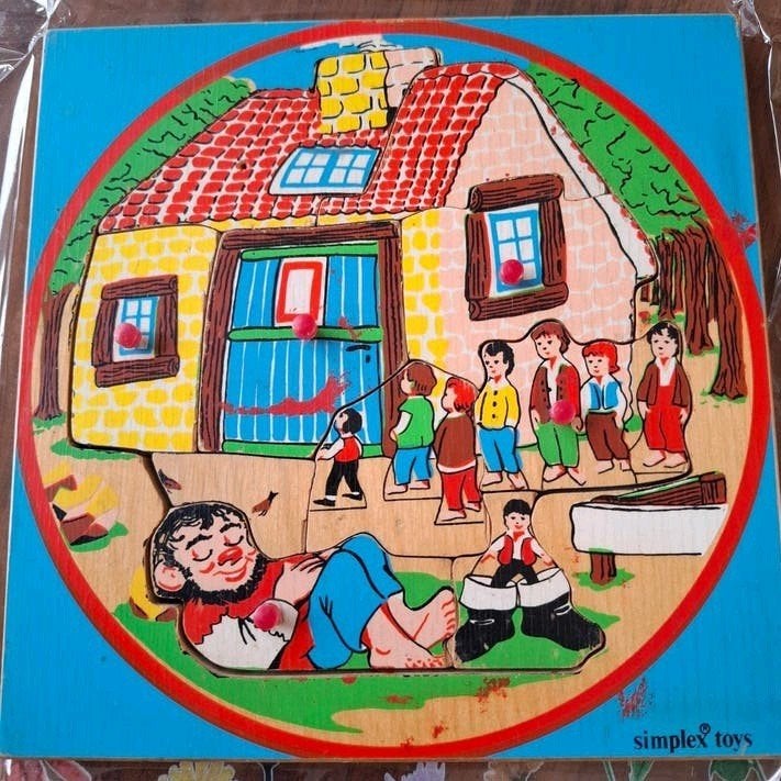 Vintage Simplex Toys Houten puzzel, klein duimpje, Ophalen of Verzenden, Gebruikt