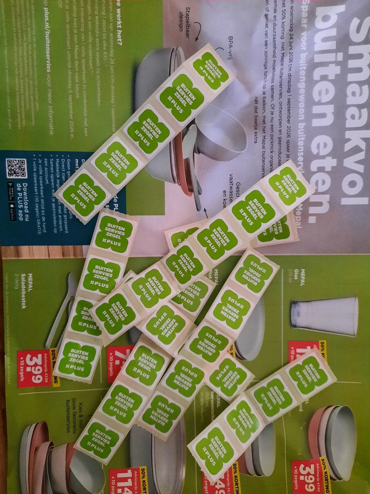 Mepal buitenservies zegels, Verzamelen, Supermarktacties, Ophalen