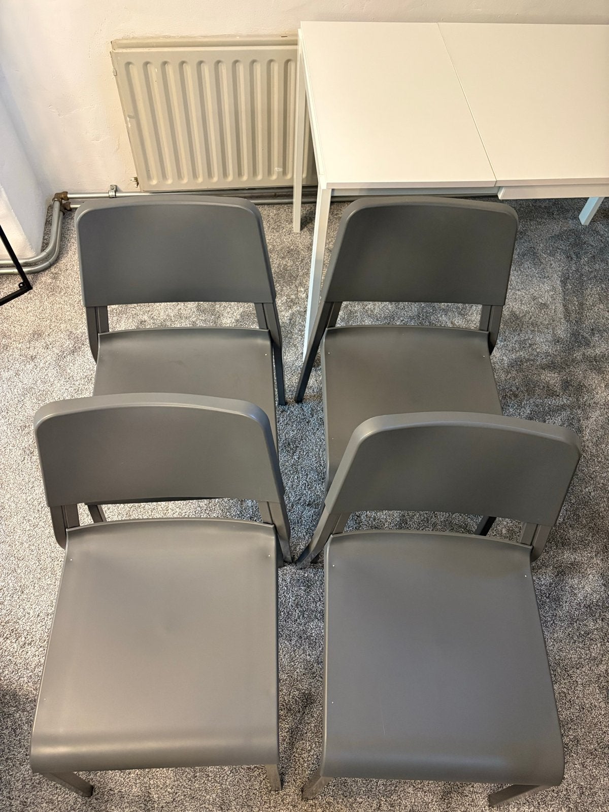 IKEA Teodores stoelen donkergrijs - set van 4, Ophalen, Kunststof, Gebruikt, Vier