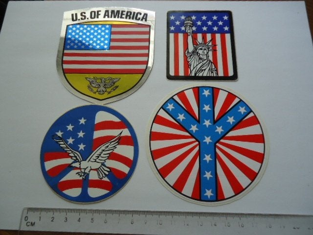 sticker USA AMerika America United states trump retro 4x, Verzenden, Zo goed als nieuw