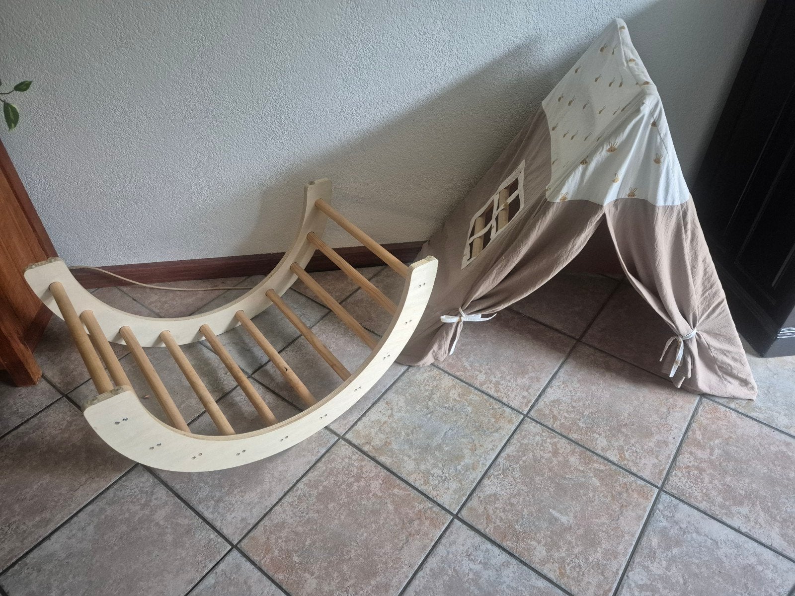 Houten Klimrek boog en  klimrek met Tentje, Ophalen, Gebruikt, Overige typen