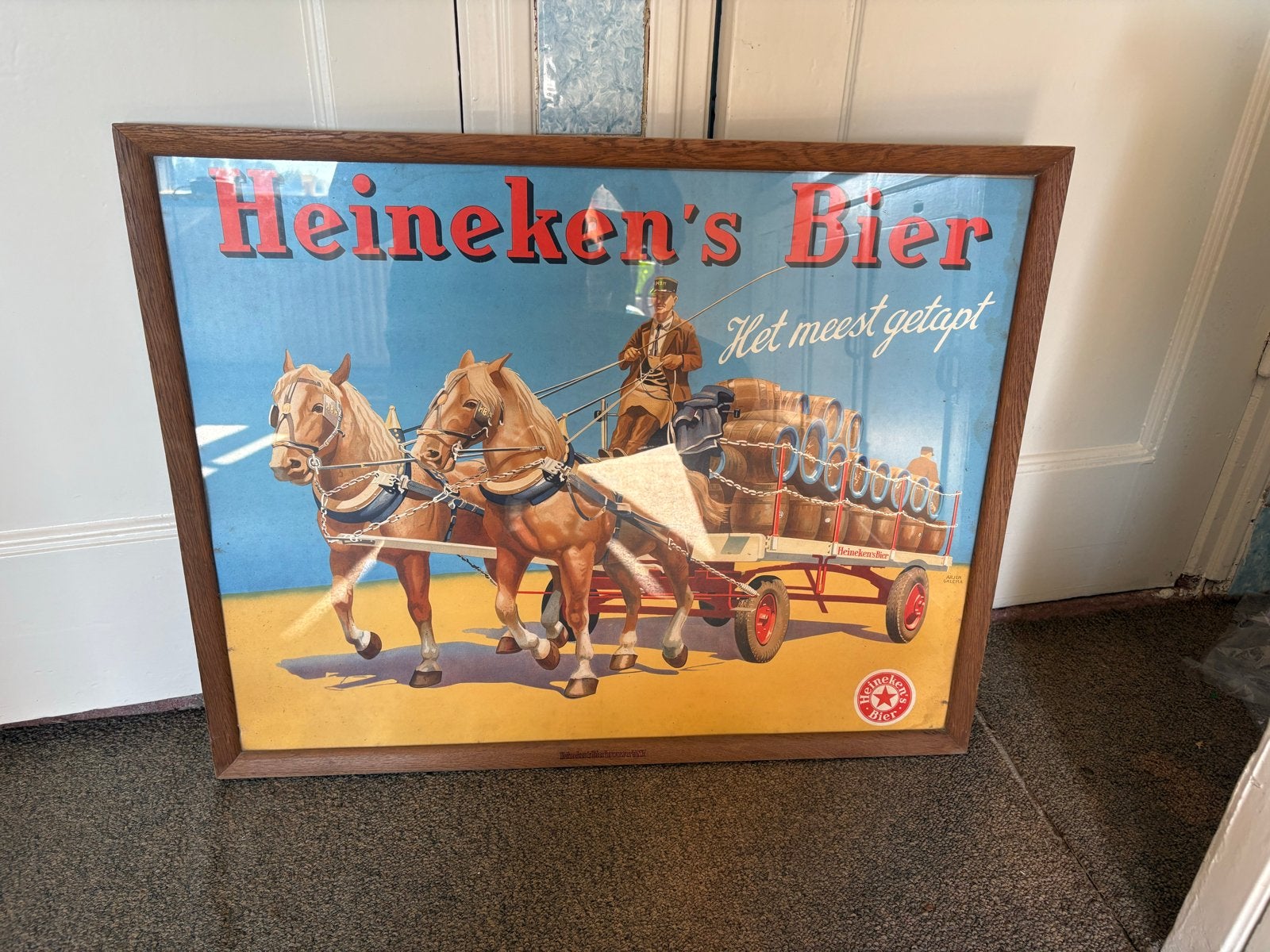 Vintage Heineken's Bier reclame poster, Ophalen, 50 – 75, Gebruikt, Oorspronkelijke maker
