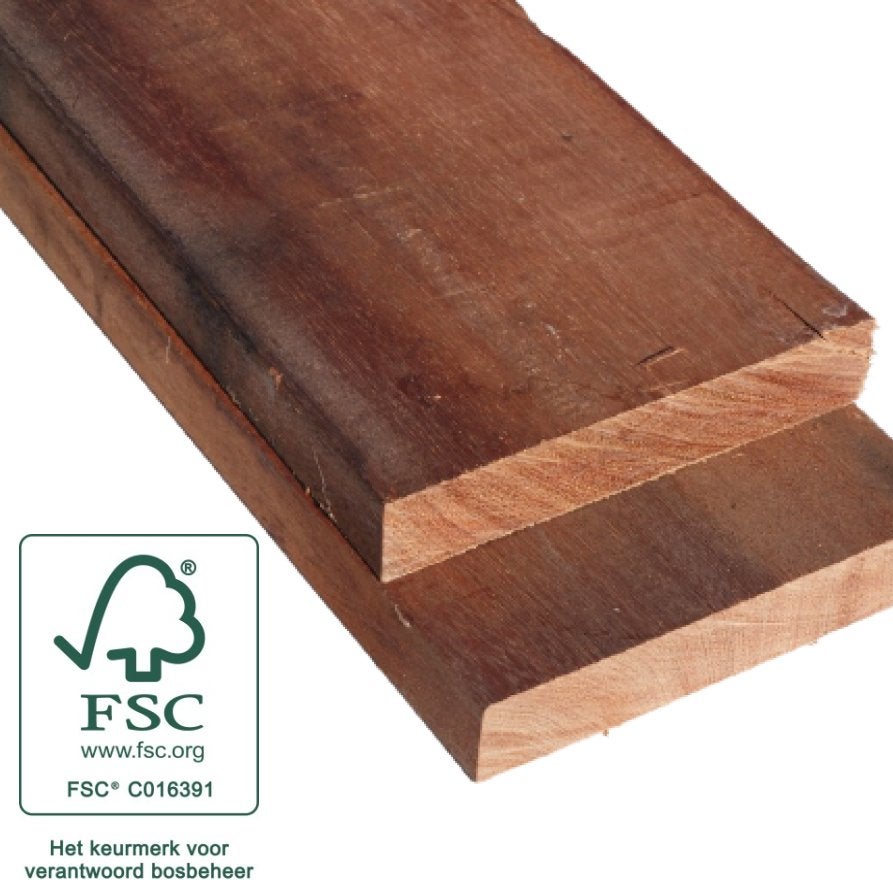FSC 100% Angelim Vermelho rondhoek 28 x 145 x 4500 mm, Tuin en Terras, Ophalen, Nieuw