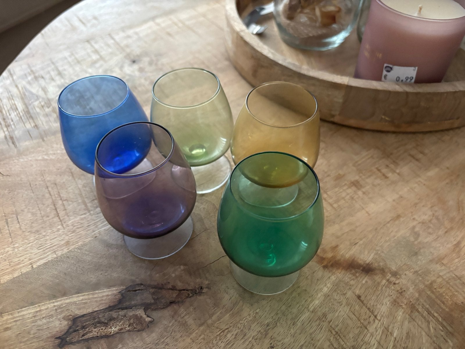 Set van 5 gekleurde glazen, Ophalen of Verzenden