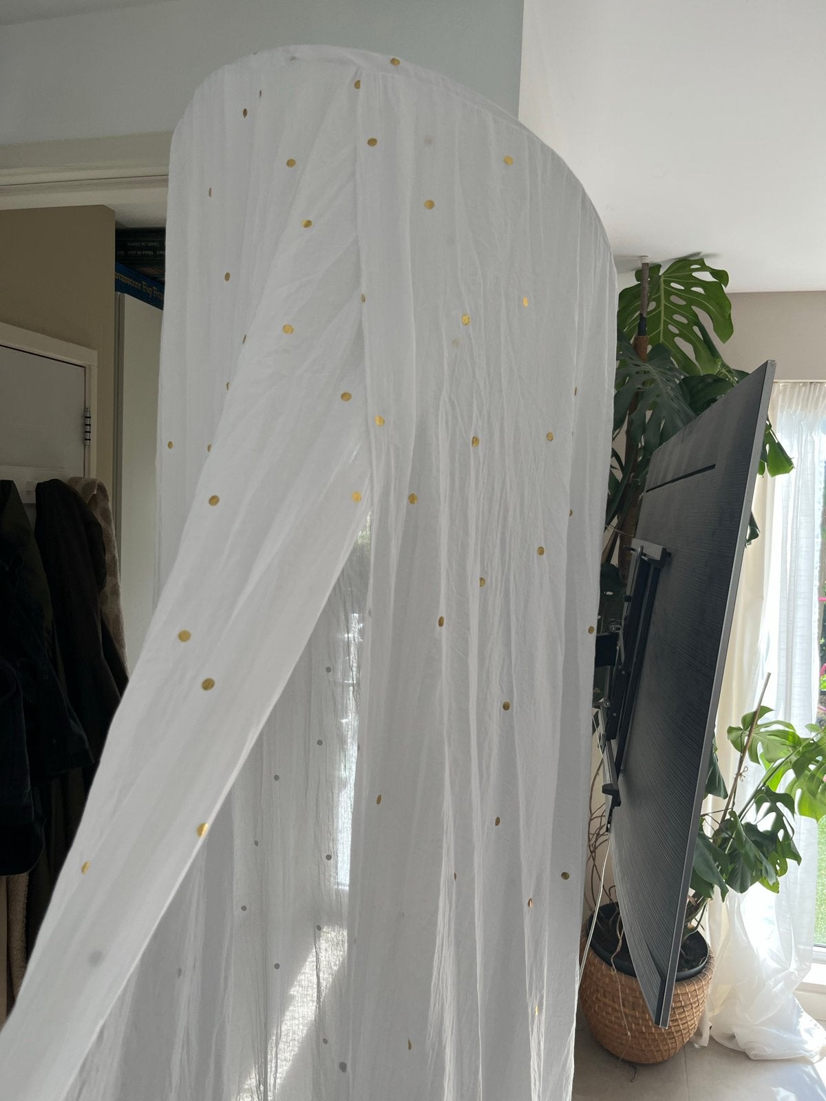 Witte klamboe met gouden stippen, Gebruikt, Overige merken, Ophalen of Verzenden, Wit