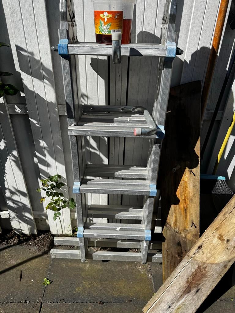 Steigertrap - Aluminium Telescoopladder, Doe-het-zelf en Verbouw, Gebruikt, Trap, Ophalen of Verzenden, Opvouwbaar of Inschuifbaar