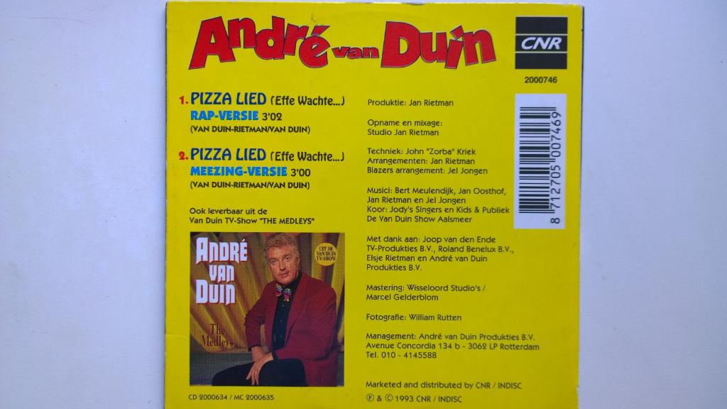 André van Duin - Pizza Lied (Kartonnen Hoesje), Ophalen of Verzenden, Zo goed als nieuw, Nederlandstalig