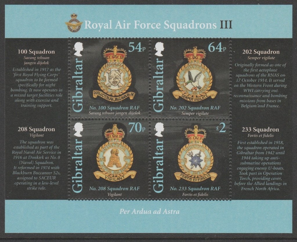 Gibraltar - Michelnr 1648-1651 - RAF Squadrons IV, emblemen, Verzenden, Postfris, Vliegtuigen