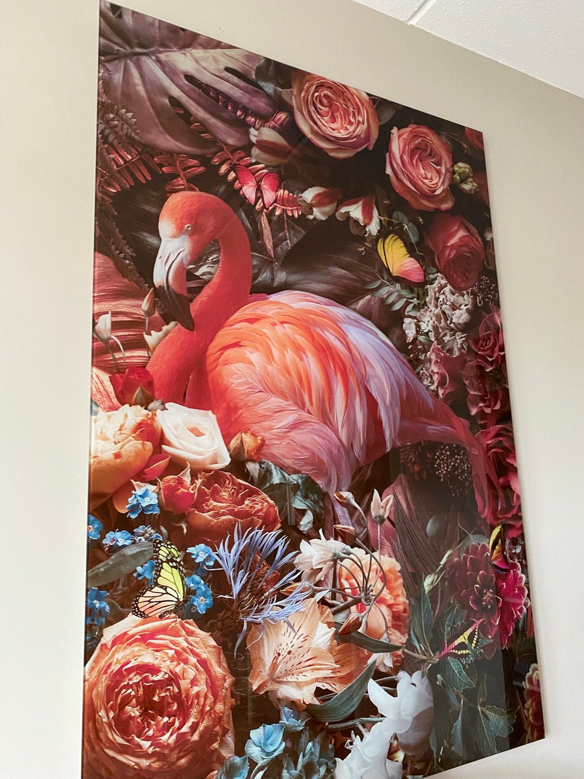Flamingo glas schilderij, Huis en Inrichting, Ophalen, Zo goed als nieuw