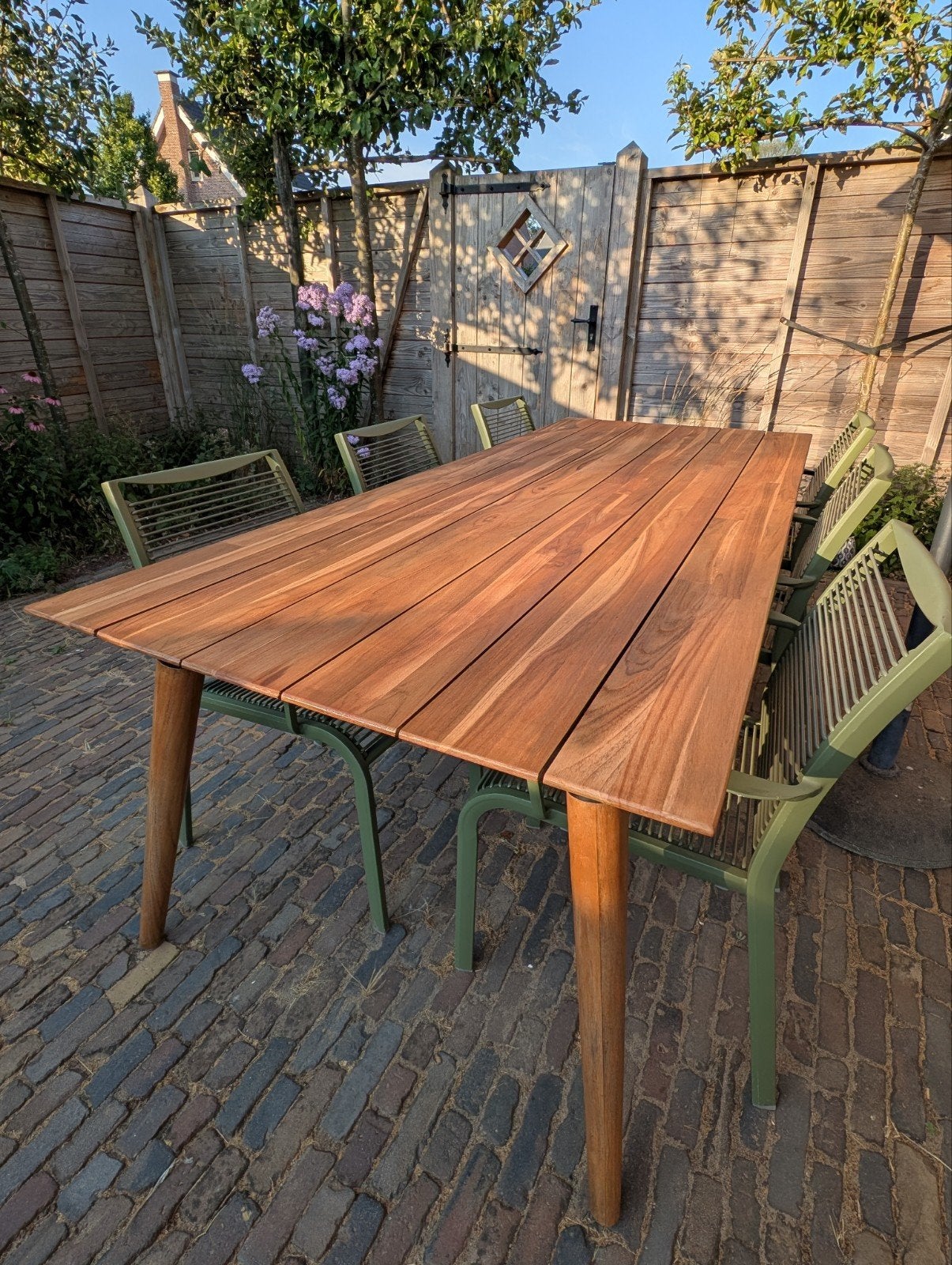 Hartman teak tuintafel 240x100 cm – volledig opgeknapt, Ophalen, Rechthoekig, Teakhout