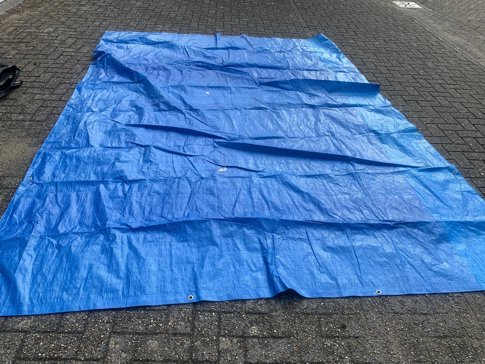 Blauw afdekzeil 3.70 x 2.80 meter, Ophalen, Gebruikt, 10 tot 15 m², Zeil