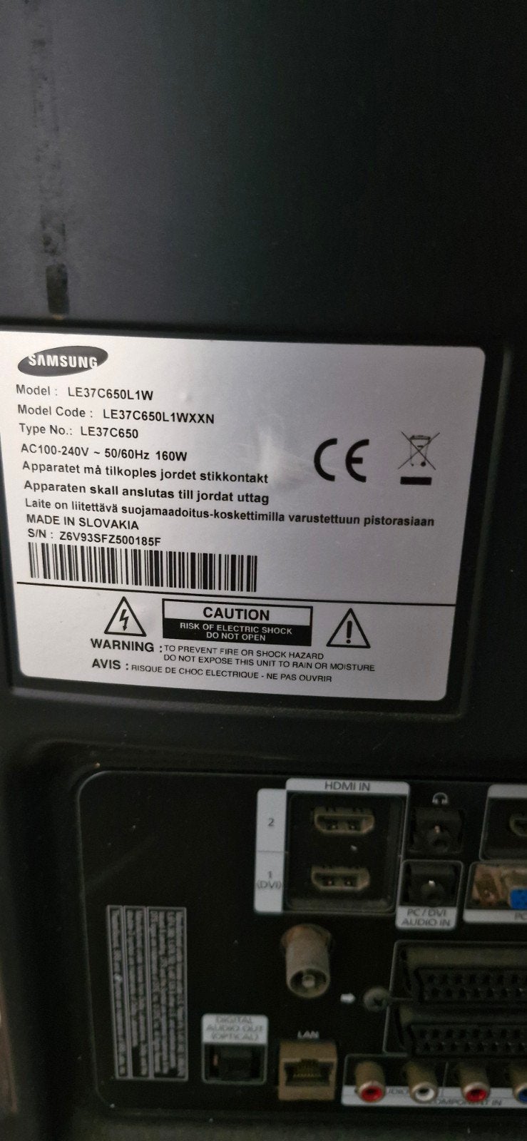 Samsung LE37C650L1W LCD TV - 37 inch Full HD, Ophalen, Gebruikt, 50 Hz, LCD