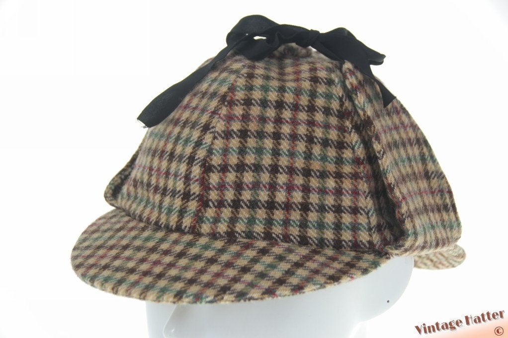 Vintage deerstalker Trapper pet Irish Tweed groen bruin 57, Kleding | Heren, Ophalen of Verzenden, Zo goed als nieuw, 57 cm (M, 7⅛ inch) of minder