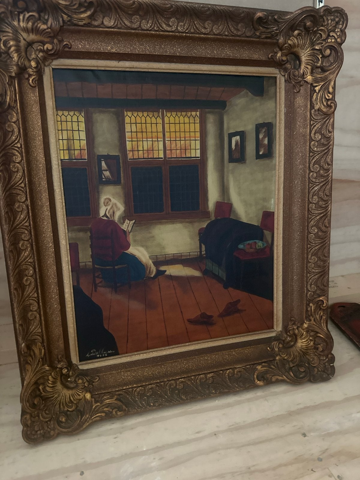 Olieverfschilderij 'Lezende Vrouw' door A. Dekkers (1958), Ophalen of Verzenden