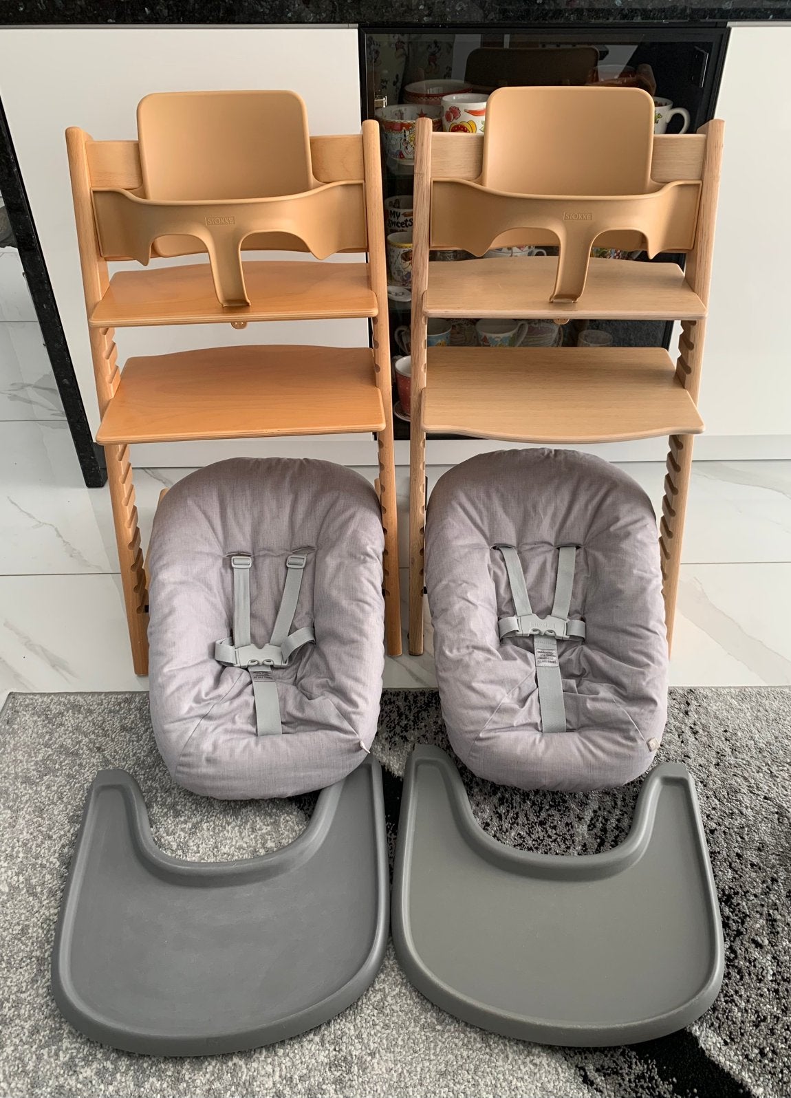STOKKE OAK Natural & Beuken / Newborn set 2 Standen /Babyset, Ophalen of Verzenden, Zo goed als nieuw, Meegroeistoel, Afneembaar eetblad