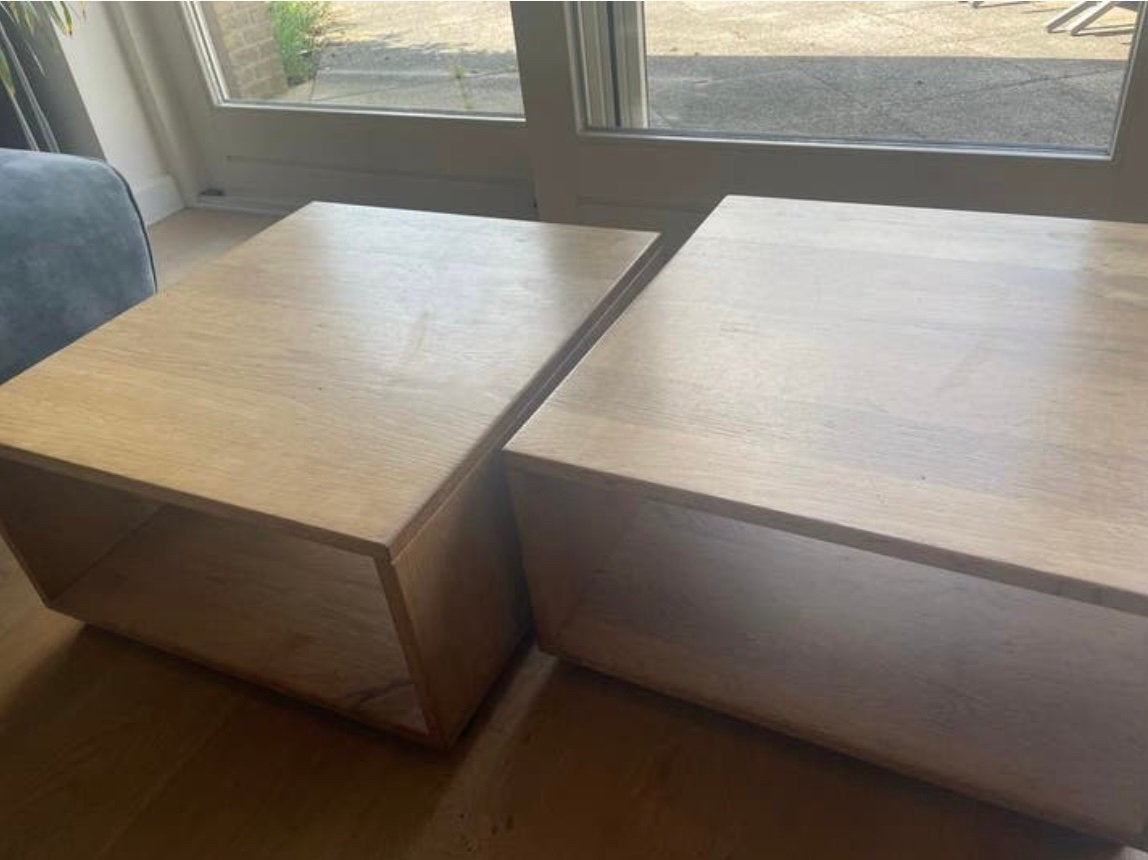 Salontafel eikenhout, Ophalen, Eikenhout, Minder dan 50 cm, Rechthoekig