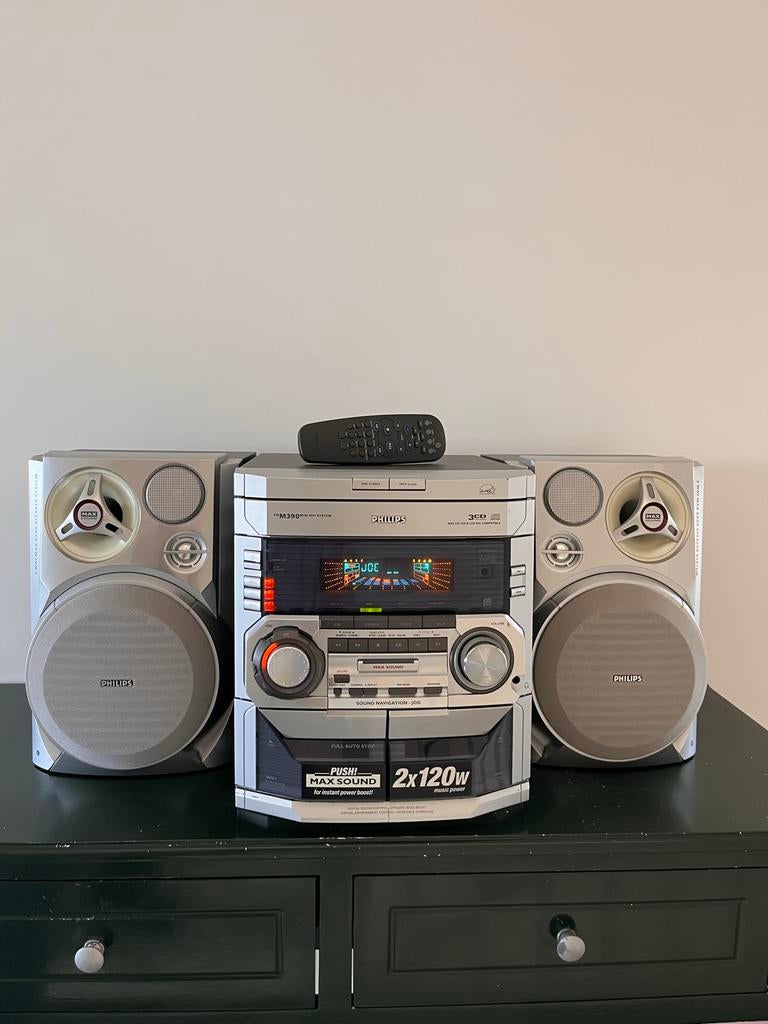Philips FW-M390 Mini Hifi Systeem met CD, Cassette en Radio, Ophalen, Philips, Gebruikt, Cassettedeck