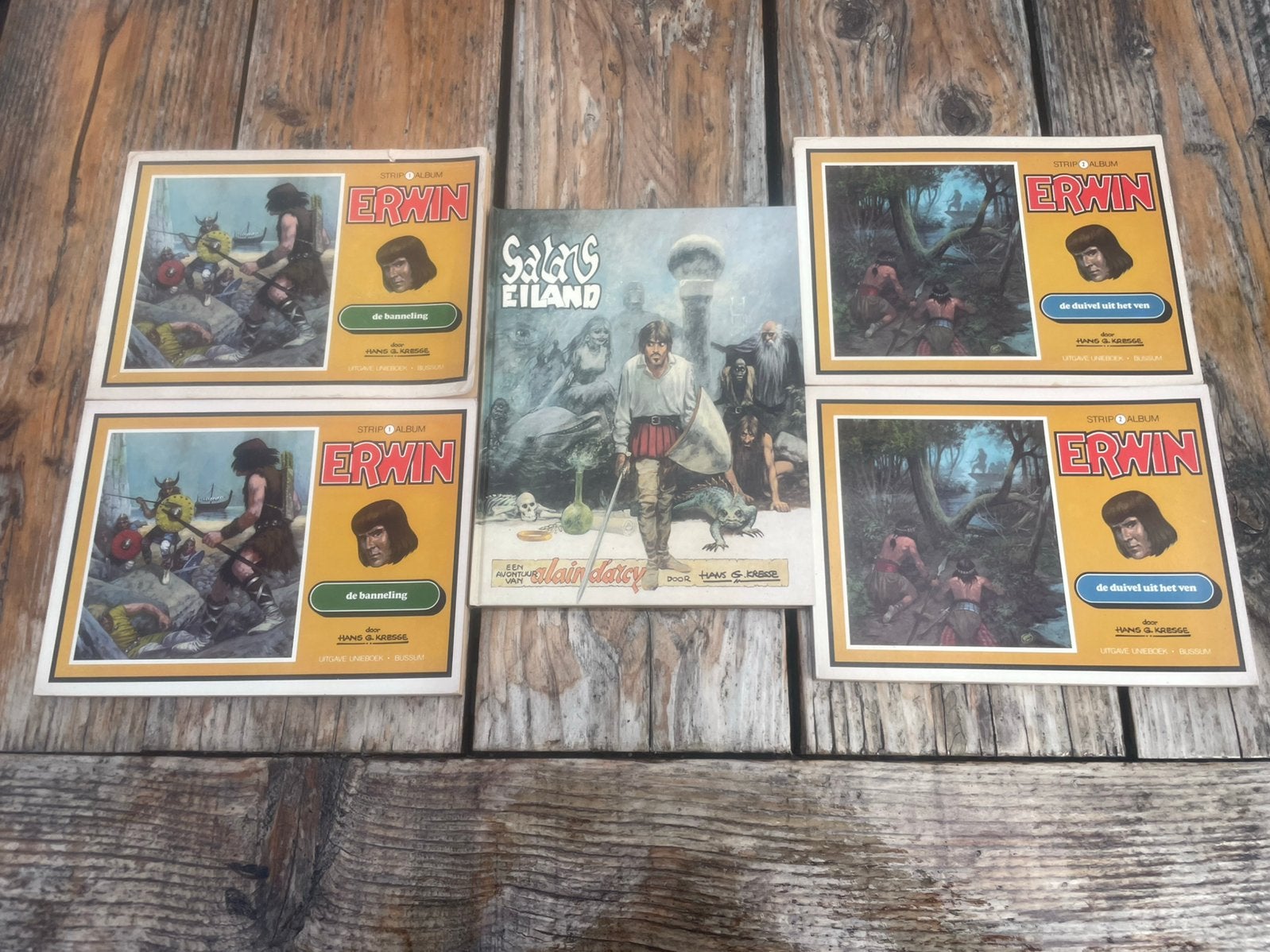 Erwin 4x en Satans Eiland - 5 strips Hans G. Kresse - zgan, Meerdere stripboeken, Ophalen of Verzenden, Zo goed als nieuw