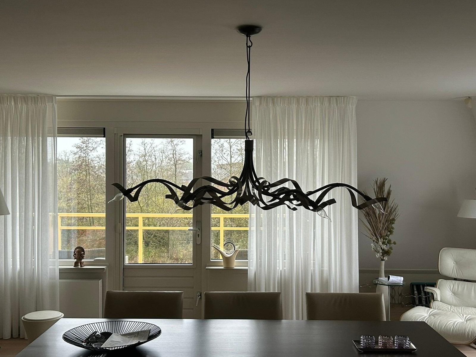Jacco Maris Ruban Plie Ovaal Hanglamp 6 lampen, Huis en Inrichting, Lampen | Hanglampen, Ophalen, Gebruikt, Metaal, Art niveau, afmeting 135 x 75 x 50 cm
