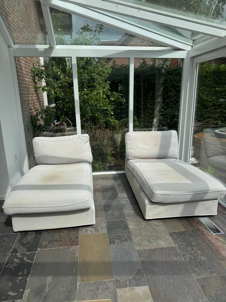 2 ikea lounge banken L155 B 90 beige, Huis en Inrichting, Banken | Sofa's en Chaises Longues, Ophalen, Gebruikt, Eenpersoons, 75 tot 100 cm